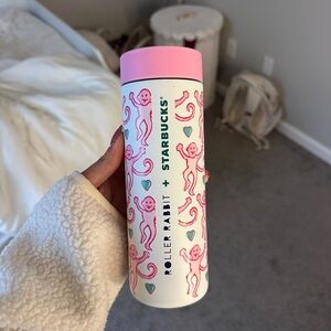 Starbucks Roller Rabbit Pink and Cream Tumbler